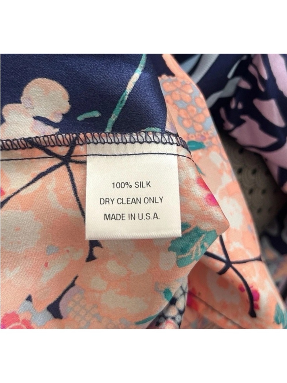 Alice and Trixie 100% Silk Blouse Top Pull Over Split Sleeve Blue Pink Size XS - Picture 4 of 11